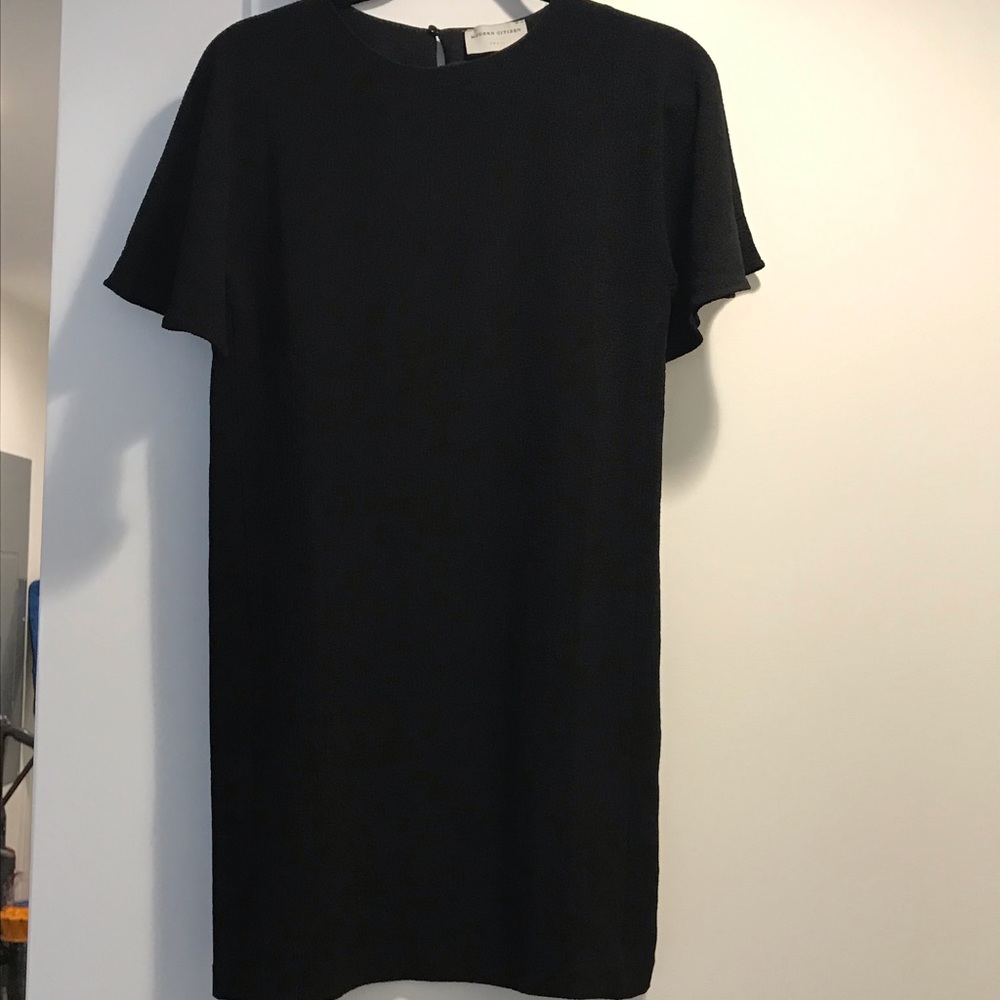 Draped Sleeve Mini Dress (Black) - Small